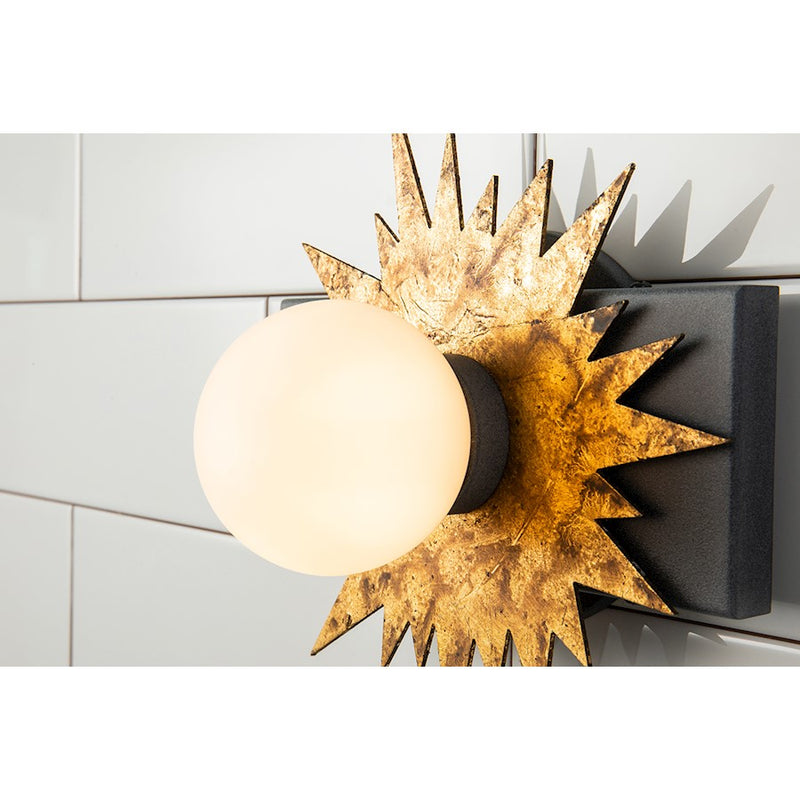 Lucas McKearn Soleil 1 Light Wall Sconce, Weathered Zinc/Gold