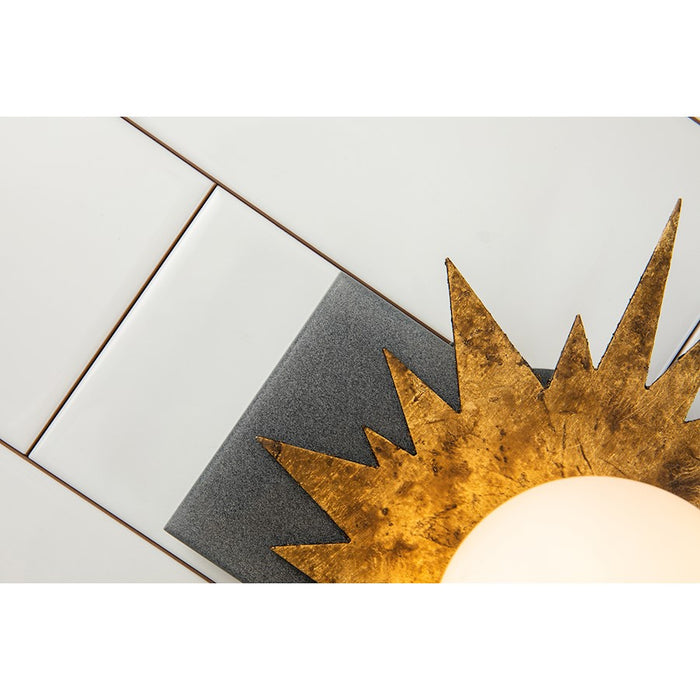 Lucas McKearn Soleil 1 Light Wall Sconce, Weathered Zinc/Gold