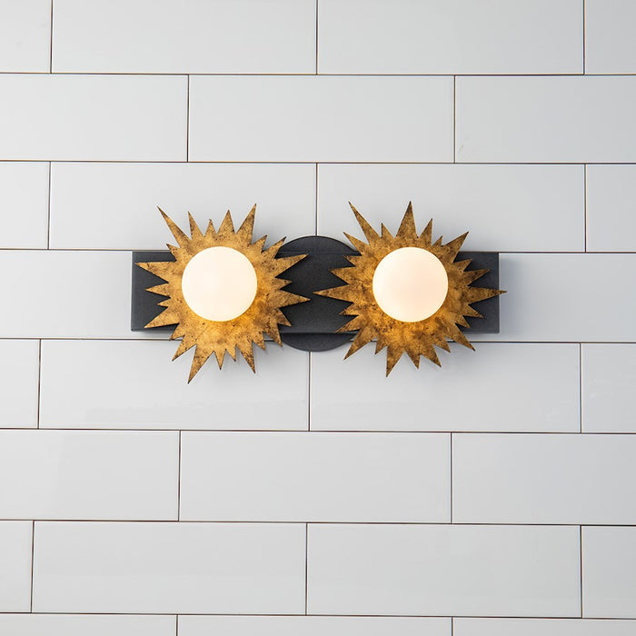 Lucas McKearn Soleil 2 Light Bath/Vanity, Weathered Zinc/Gold