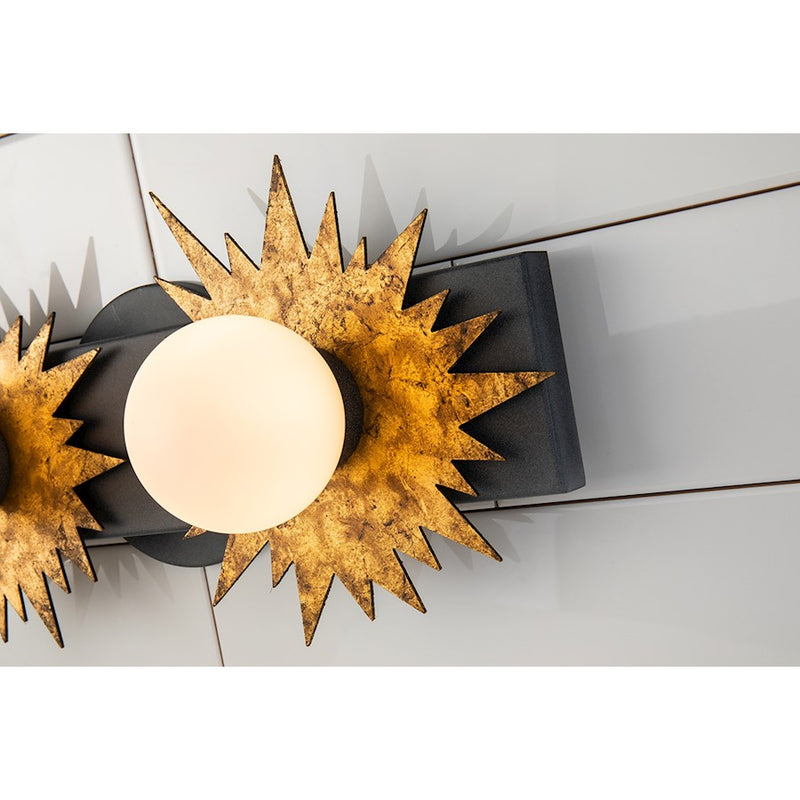 Lucas McKearn Soleil 2 Light Bath/Vanity, Weathered Zinc/Gold