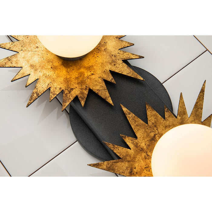 Lucas McKearn Soleil 2 Light Bath/Vanity, Weathered Zinc/Gold