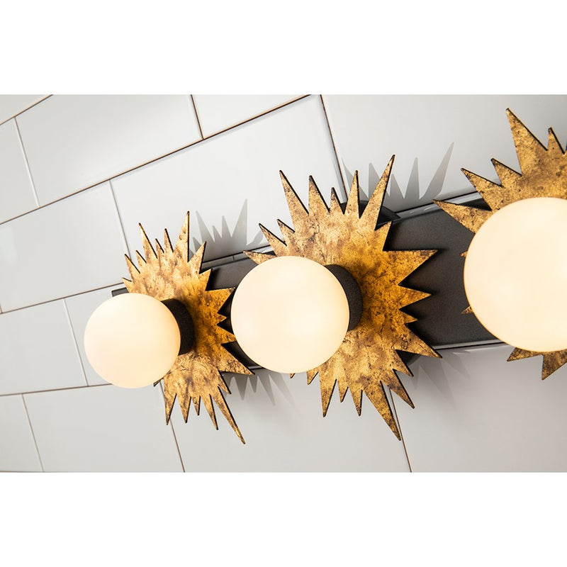 Lucas McKearn Soleil 3 Light Bath/Vanity, Weathered Zinc/Gold