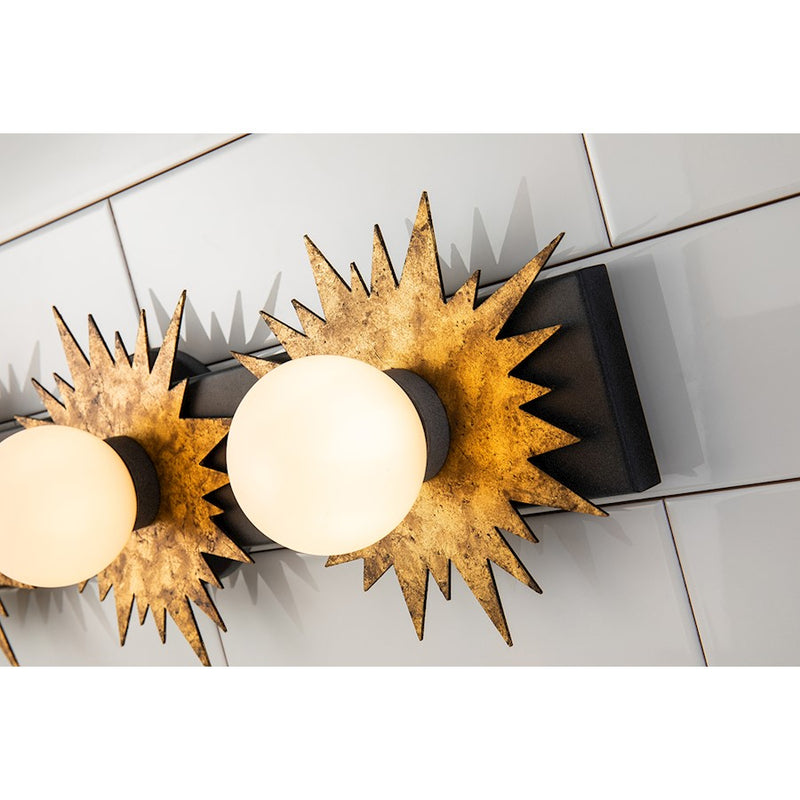 Lucas McKearn Soleil 3 Light Bath/Vanity, Weathered Zinc/Gold