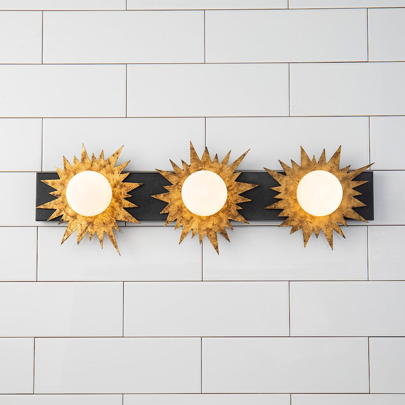 Lucas McKearn Soleil 3 Light Bath/Vanity, Weathered Zinc/Gold