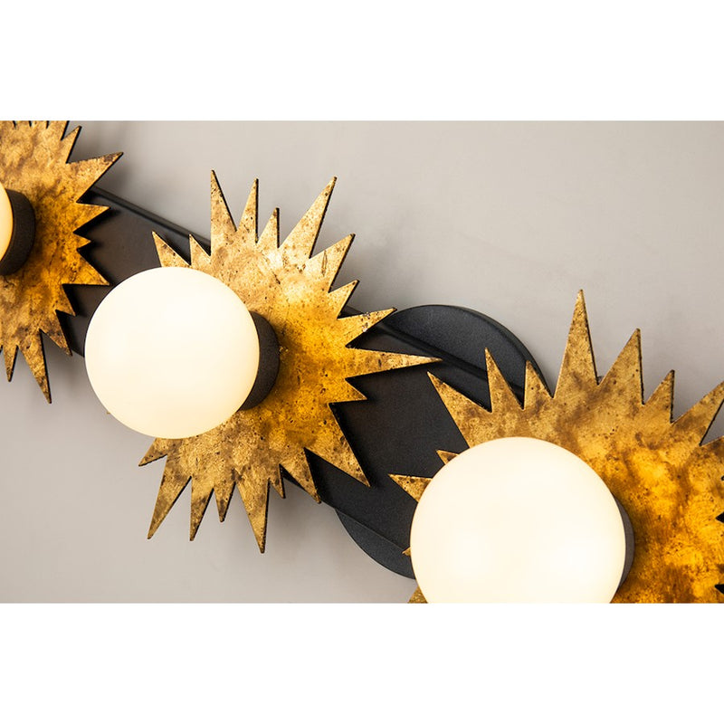 Lucas McKearn Soleil 4 Light Bath/Vanity, Weathered Zinc/Gold