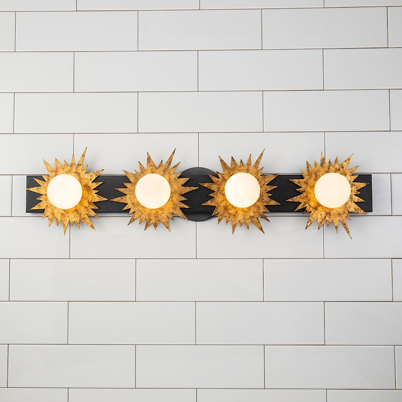 Lucas McKearn Soleil 4 Light Bath/Vanity, Weathered Zinc/Gold