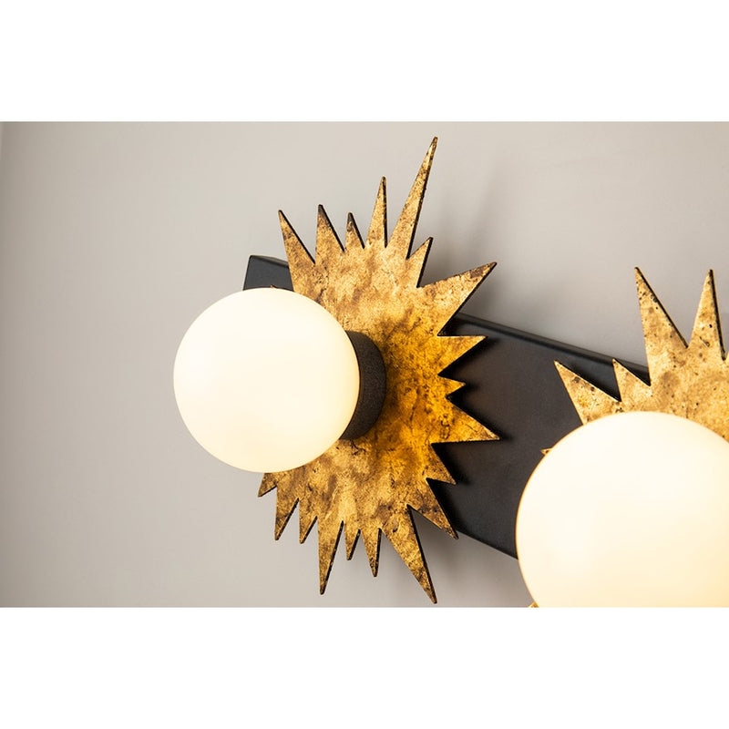 Lucas McKearn Soleil 4 Light Bath/Vanity, Weathered Zinc/Gold
