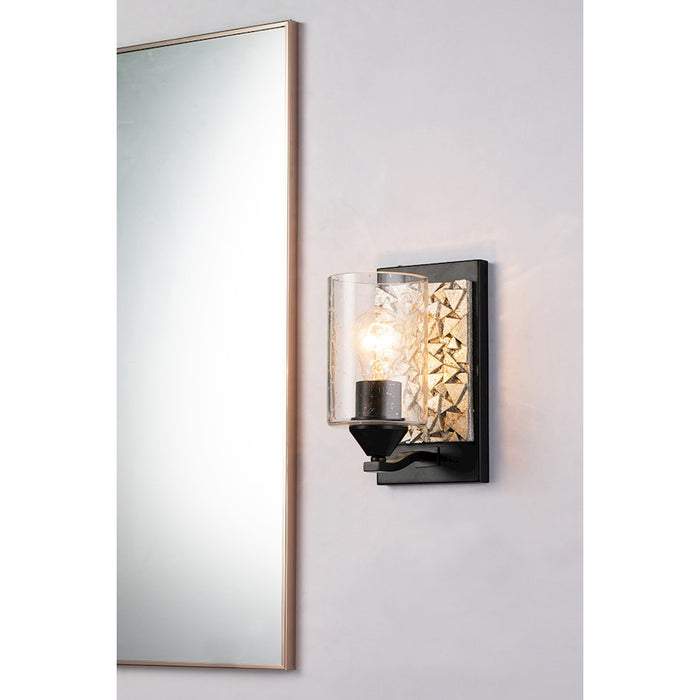 Lucas McKearn Bocage 1 Light Wall Sconce, Matte Black/Silver