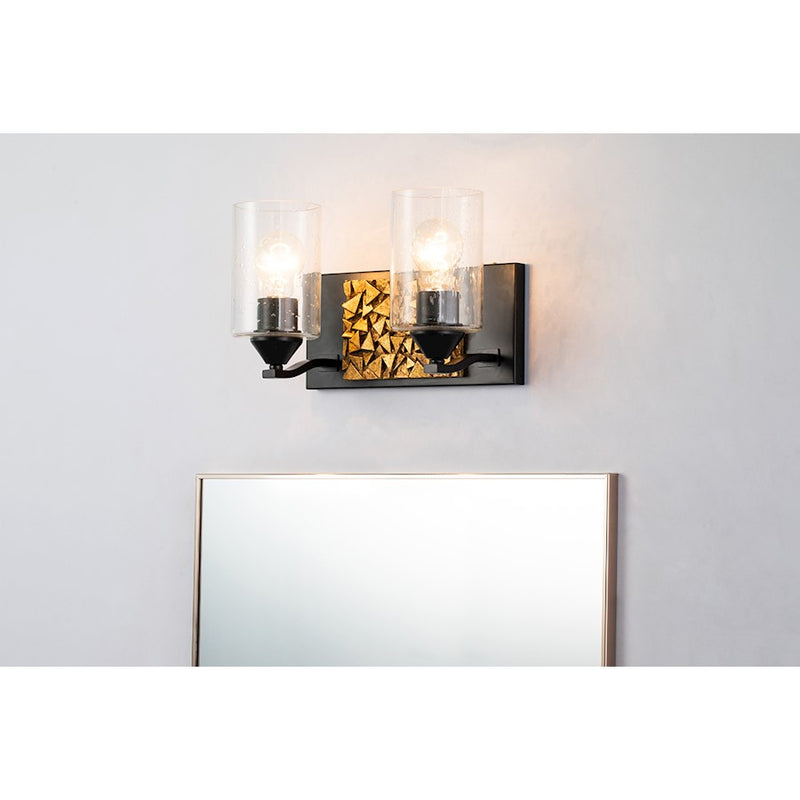 Lucas McKearn Bocage 2 Light Bath/Vanity, Matte Black/Gold