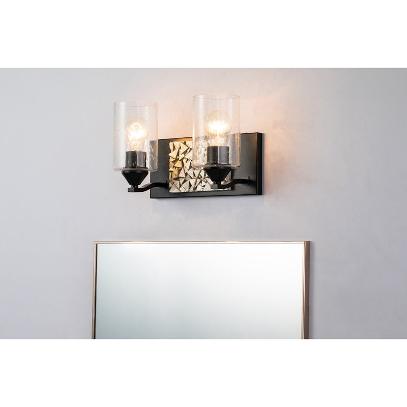 Lucas McKearn Bocage 2 Light Bath/Vanity, Matte Black/Silver
