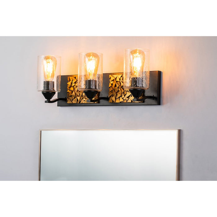 Lucas McKearn Bocage 3 Light Bath/Vanity, Matte Black/Gold