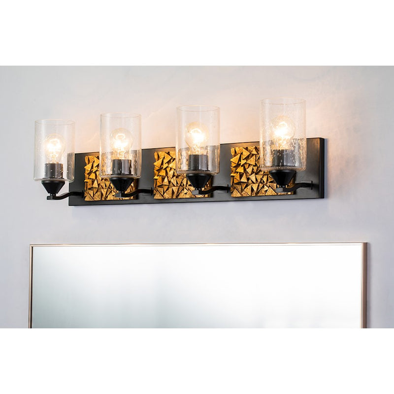 Lucas McKearn Bocage 4 Light Bath/Vanity, Matte Black/Gold