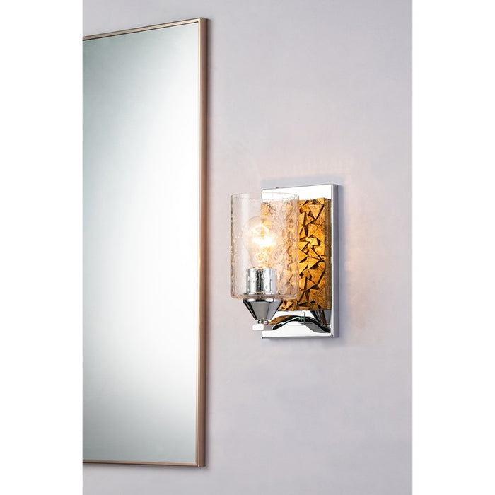 Lucas McKearn Bocage 1 Light Wall Sconce, Polished Chrome/Gold