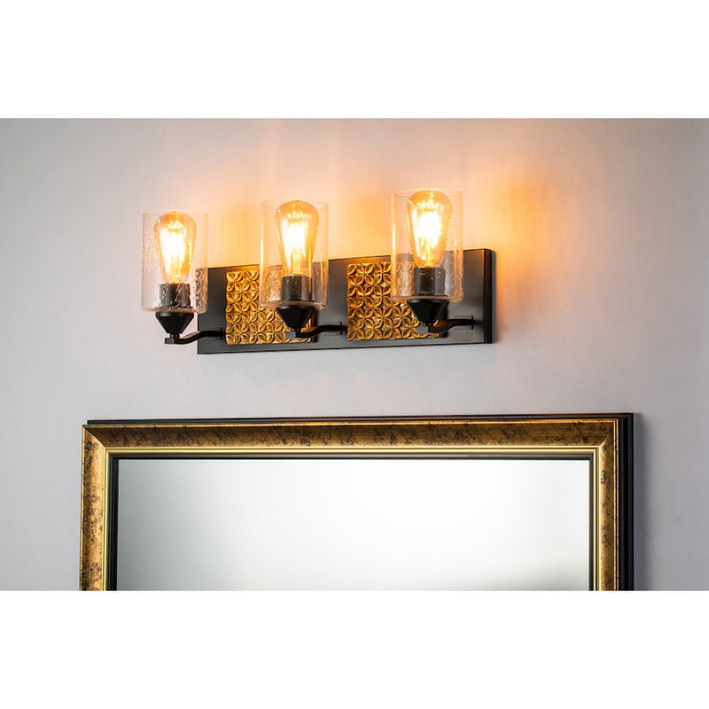 Lucas McKearn Arcadia 3 Light Bath/Vanity, Matte Black/Gold