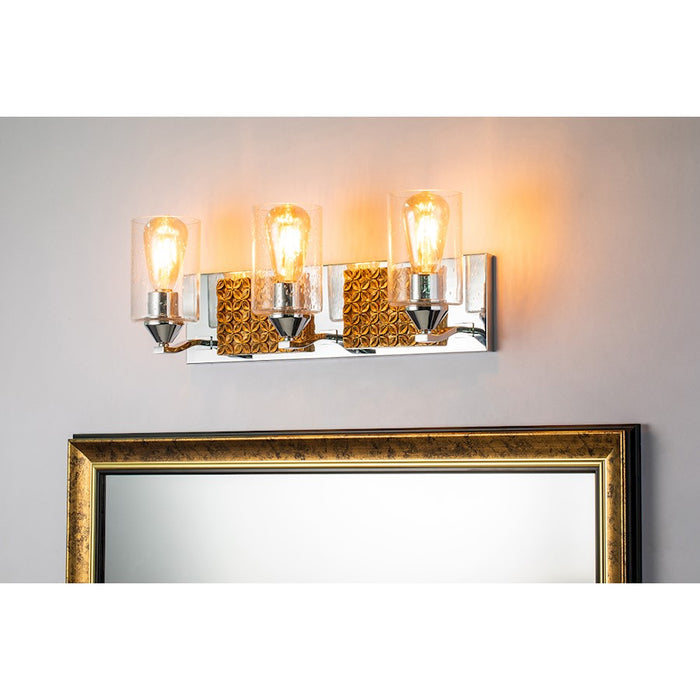 Lucas McKearn Arcadia 3 Light Bath/Vanity, Polished Chrome/Gold