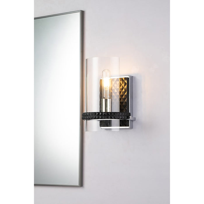 Lucas McKearn Mazant 1Lt Wall Sconce, Matte Black/Polished Chrome
