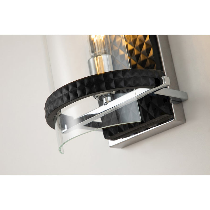 Lucas McKearn Mazant 1Lt Wall Sconce, Matte Black/Polished Chrome