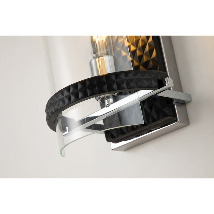 Lucas McKearn Mazant 1Lt Wall Sconce, Matte Black/Polished Chrome