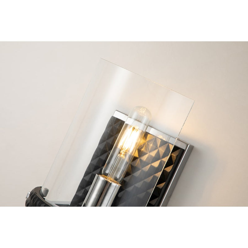 Lucas McKearn Mazant 1Lt Wall Sconce, Matte Black/Polished Chrome