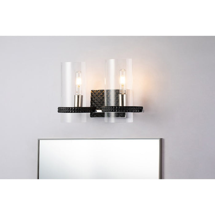 Lucas McKearn Mazant 2Lt Bath/Vanity, Matte Black/Polished Chrome