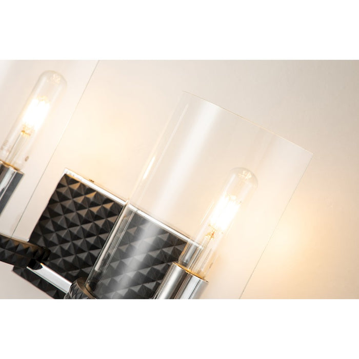 Lucas McKearn Mazant 2Lt Bath/Vanity, Matte Black/Polished Chrome