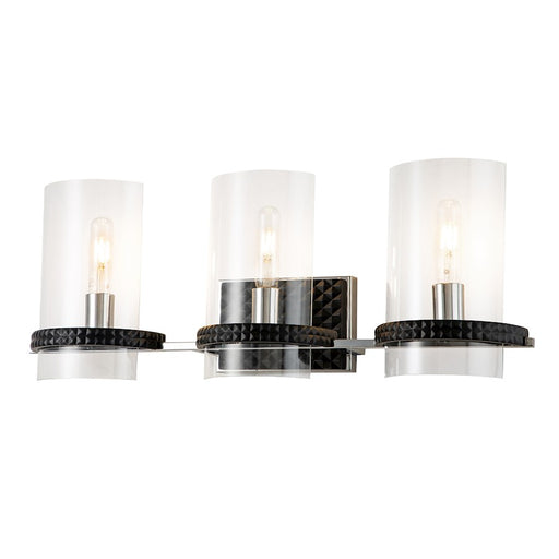 Lucas McKearn Mazant 3Lt Bath/Vanity, Matte Black/Polished Chrome - BB91598-3