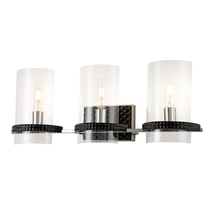 Lucas McKearn Mazant 3Lt Bath/Vanity, Matte Black/Polished Chrome - BB91598-3