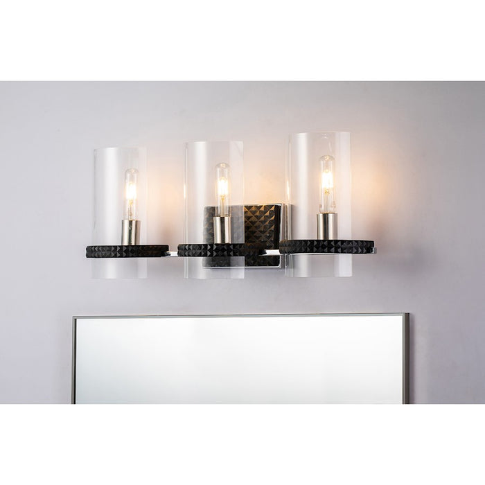 Lucas McKearn Mazant 3Lt Bath/Vanity, Matte Black/Polished Chrome