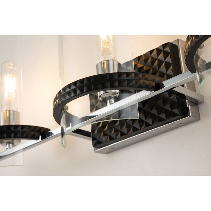 Lucas McKearn Mazant 3Lt Bath/Vanity, Matte Black/Polished Chrome