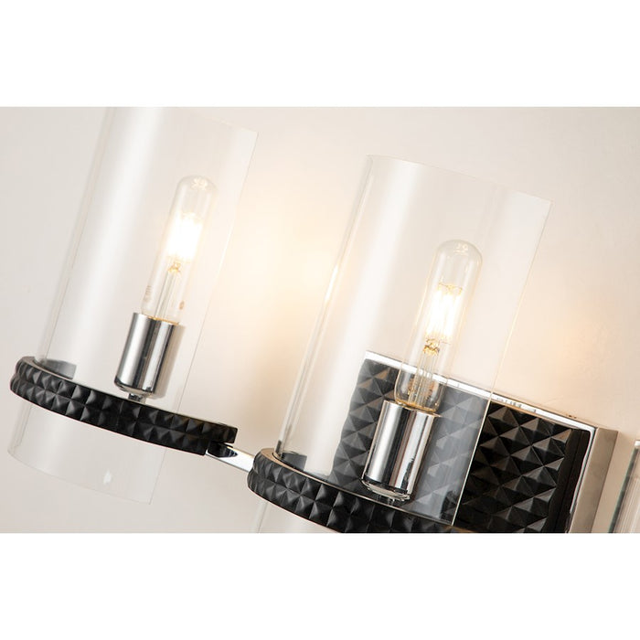 Lucas McKearn Mazant 3Lt Bath/Vanity, Matte Black/Polished Chrome