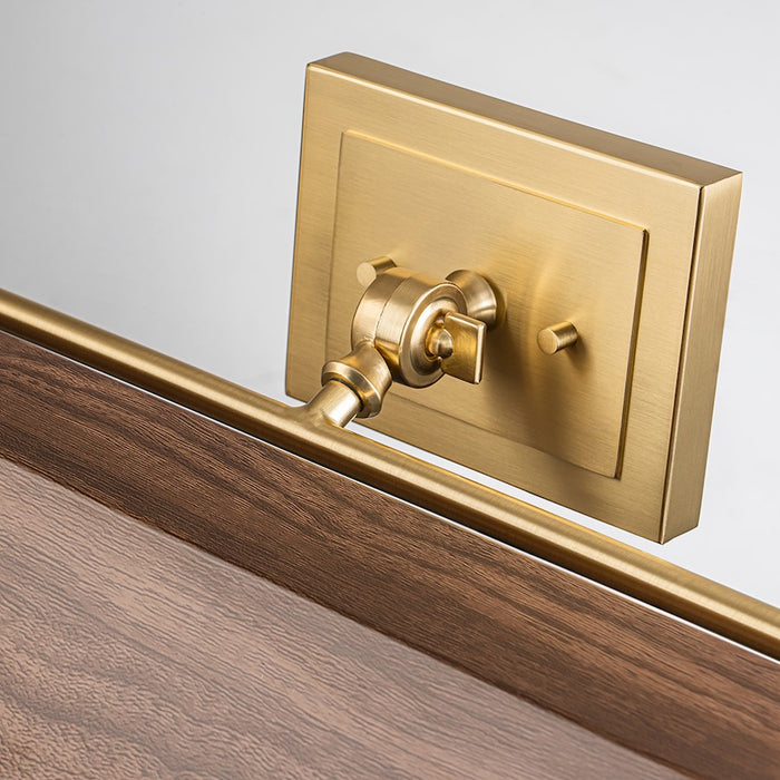 Lucas McKearn Cade 4 Light Picture Light, Wood/Brush Brass