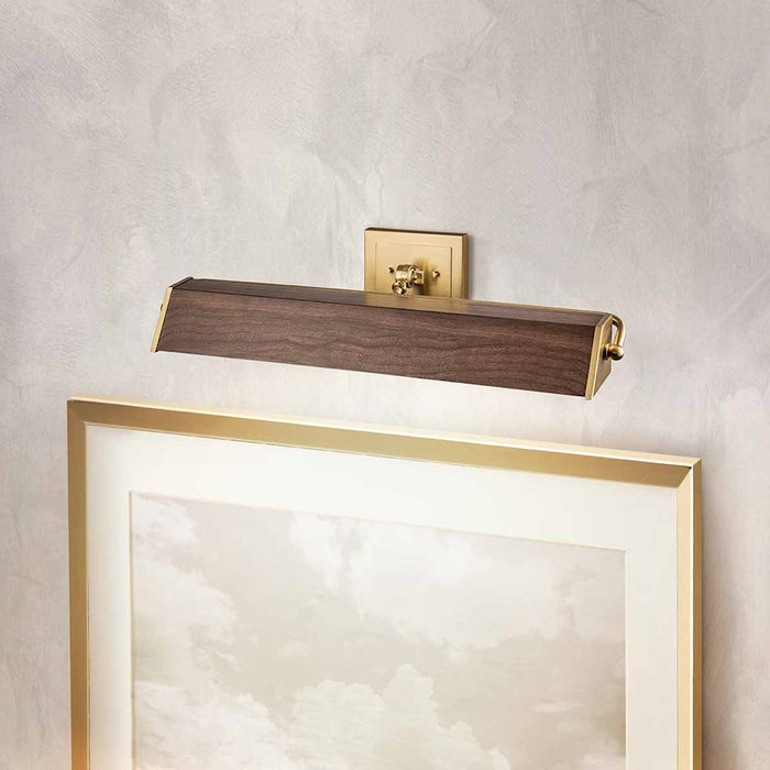 Lucas McKearn Cade 4 Light Picture Light, Wood/Brush Brass
