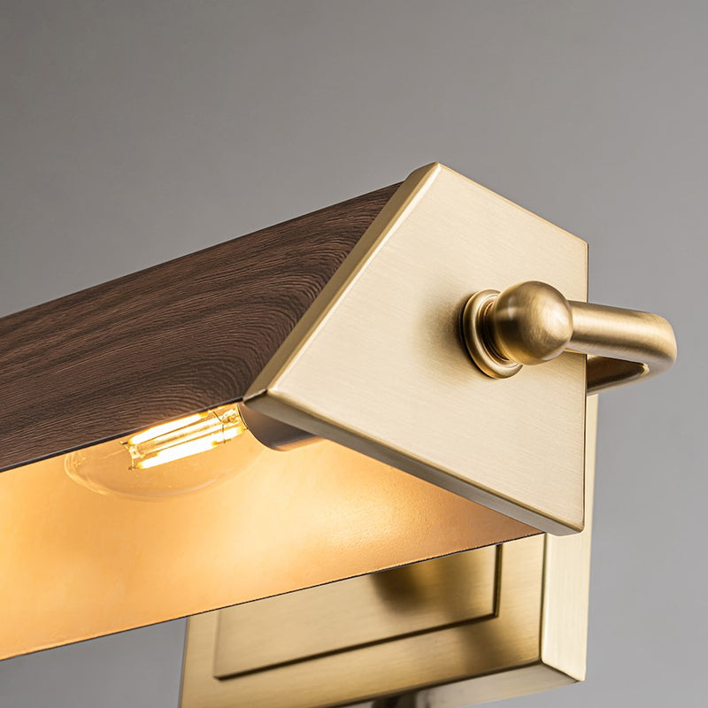 Lucas McKearn Cade 2 Light Picture Light, Wood/Brush Brass