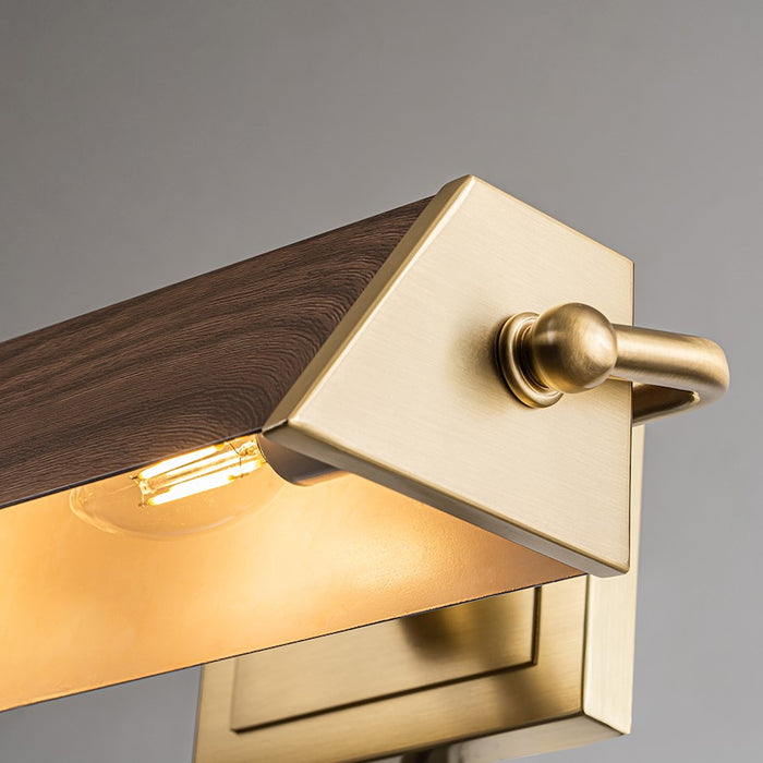 Lucas McKearn Cade 2 Light Picture Light, Wood/Brush Brass