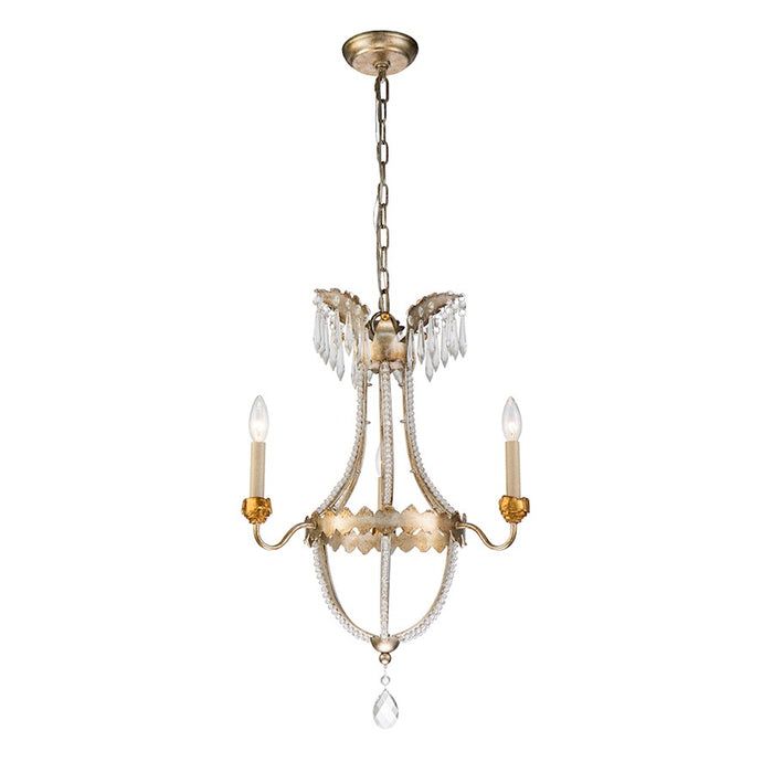 Lucas McKearn Louis 3 Light Chandelier, Distressed Silver/Gold - CH1035-3