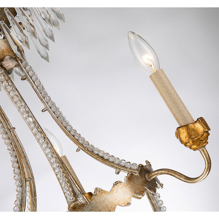Lucas McKearn Louis 3 Light Chandelier, Distressed Silver/Gold