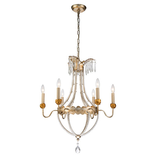 Lucas McKearn Louis 6 Light Chandelier, Distressed Silver/Gold - CH1035-6