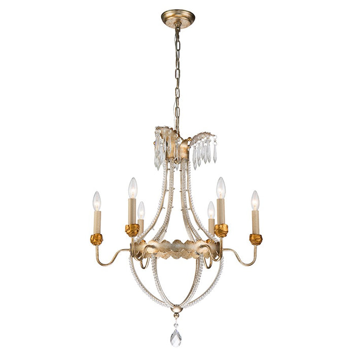 Lucas McKearn Louis 6 Light Chandelier, Distressed Silver/Gold - CH1035-6