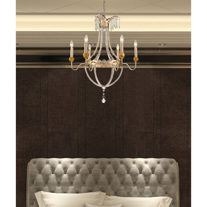 Lucas McKearn Louis 6 Light Chandelier, Distressed Silver/Gold