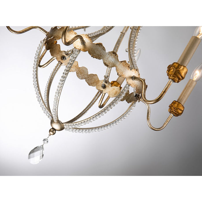 Lucas McKearn Louis 6 Light Chandelier, Distressed Silver/Gold