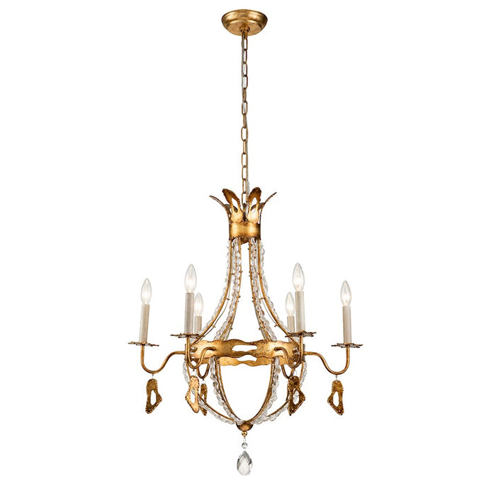 Lucas McKearn Monteleone 6 Light Chandelier, Gold Leaf/Antique - CH1036-6