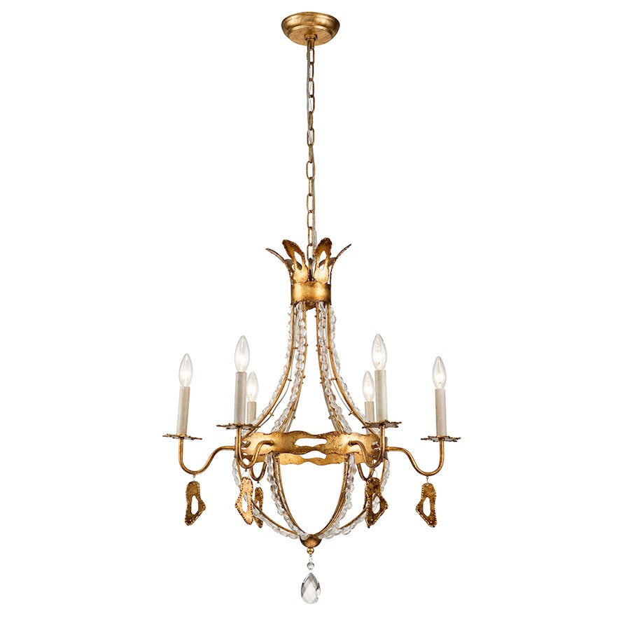 Lucas McKearn Monteleone 6 Light Chandelier, Gold Leaf/Antique - CH1036-6