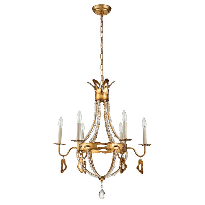 Lucas McKearn Monteleone 6 Light Chandelier, Gold Leaf/Antique