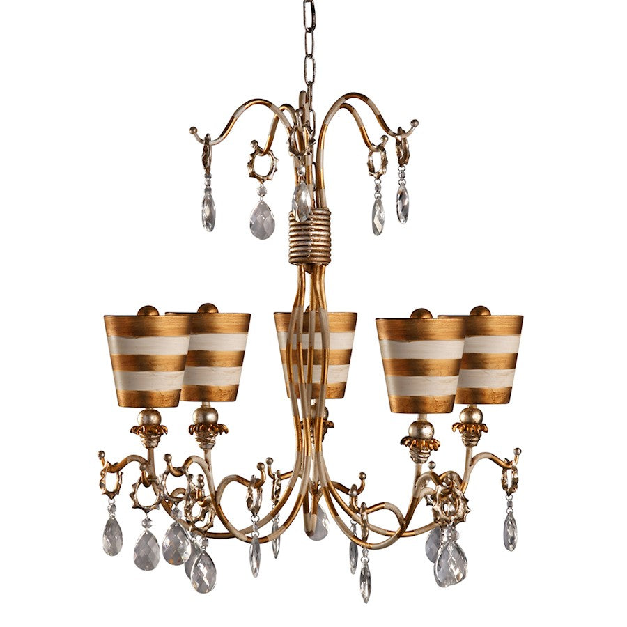 Lucas McKearn Tivoli 5Lt Chandelier, Cream/Gold/Silver/ Gold - CH1038-G