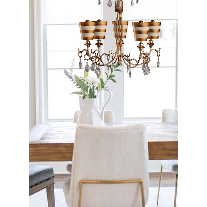 Lucas McKearn Tivoli 5Lt Chandelier, Cream/Gold/Silver/ Gold