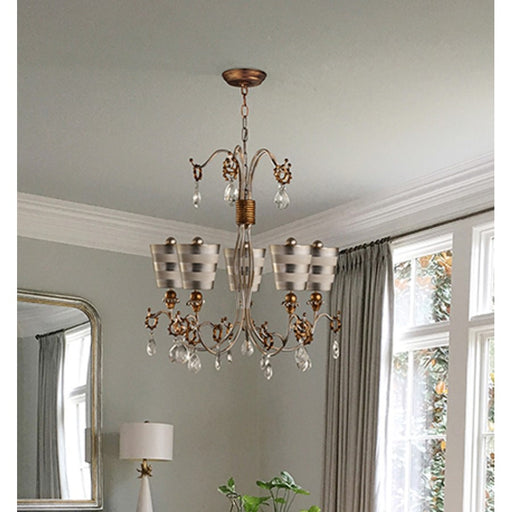 Lucas McKearn Tivoli 5Lt Chandelier, Cream/Silver/Gold/ Silver