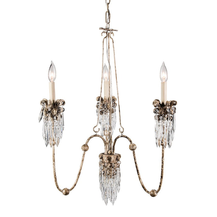Lucas McKearn Venetian 3Lt Chandelier, Beige Patina/Crystals - CH1060-3