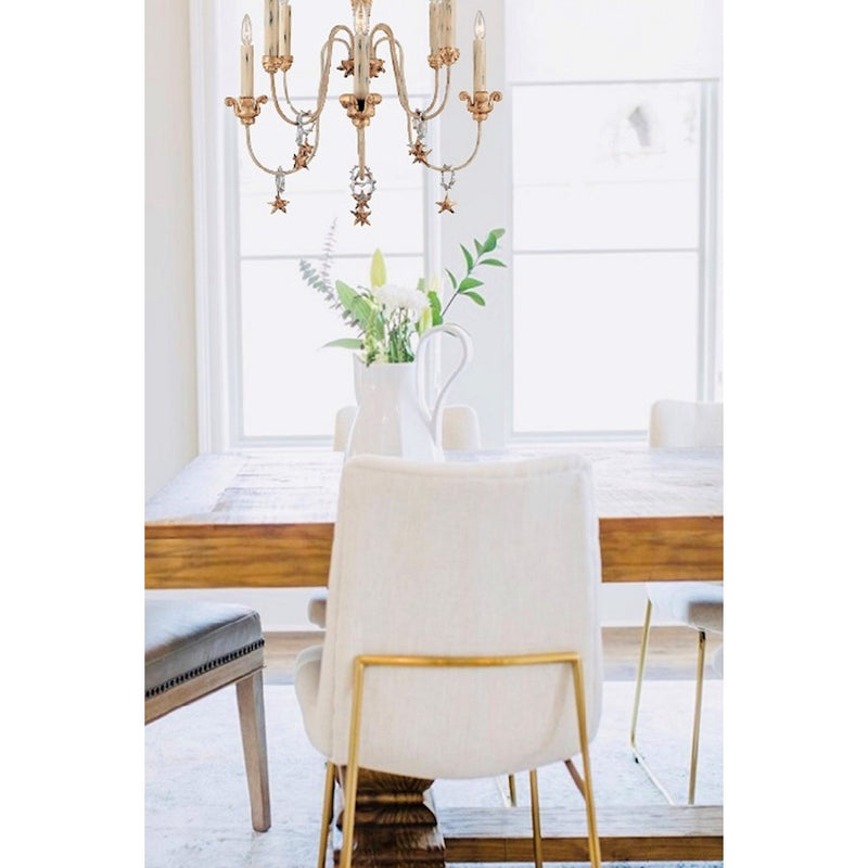 Lucas McKearn Mignon 8 Light Chandelier, Gold/Silver/Cream