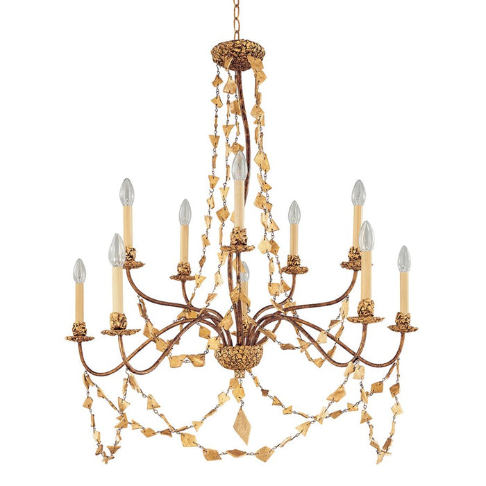 Lucas McKearn Mosaic 10 Light Chandelier, Gold Leaf