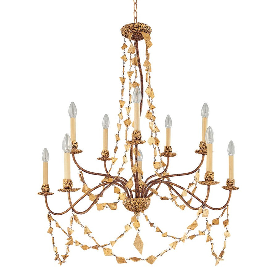 Lucas McKearn Mosaic 10 Light Chandelier, Gold Leaf